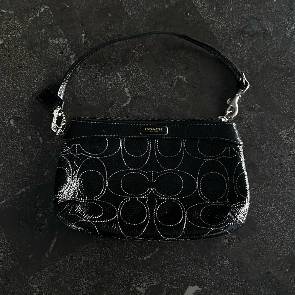 COACH Signature Canvas Black Leather handbag